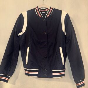 American Eagle Outfitters Navy, White And Red Bomber Jacket Size Small NWT